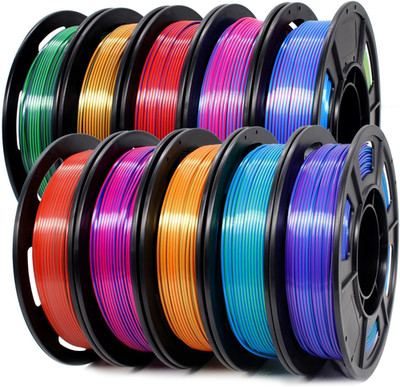 3D Printer Filament Bundle,1.75Mm Silk PLA Filament Multicolor 250G*10 Rolls,Bul