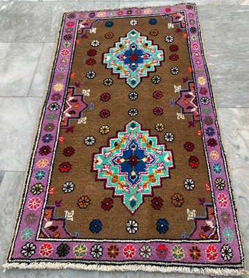 Vintage Afghan Hand-Knotted: Wool Area Rug, Traditional Carpet (2x3 ft.)