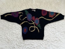 Vintage Kocal 80  s Colorful Art To Wear Dolman Sleeve Sweater Medium Korea
