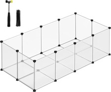 SONGMICS Pet Playpen,Fence Cage with Bottom for Small Animals Guinea Pigs, Hamst