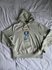 Polo Ralph Lauren Polo Bear Mens Pullover Fleece Hoodie Sweatshirt Grey Men  s L