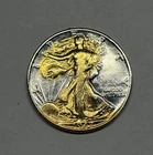 1942 gold touched silver walking liberty half dollar