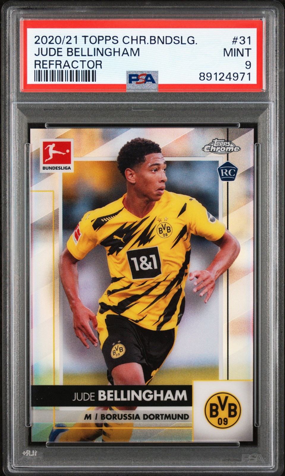 2020 TOPPS CHROME BUNDESLIGA REFRACTOR #31 JUDE BELLINGHAM ROOKIE RC PSA 9