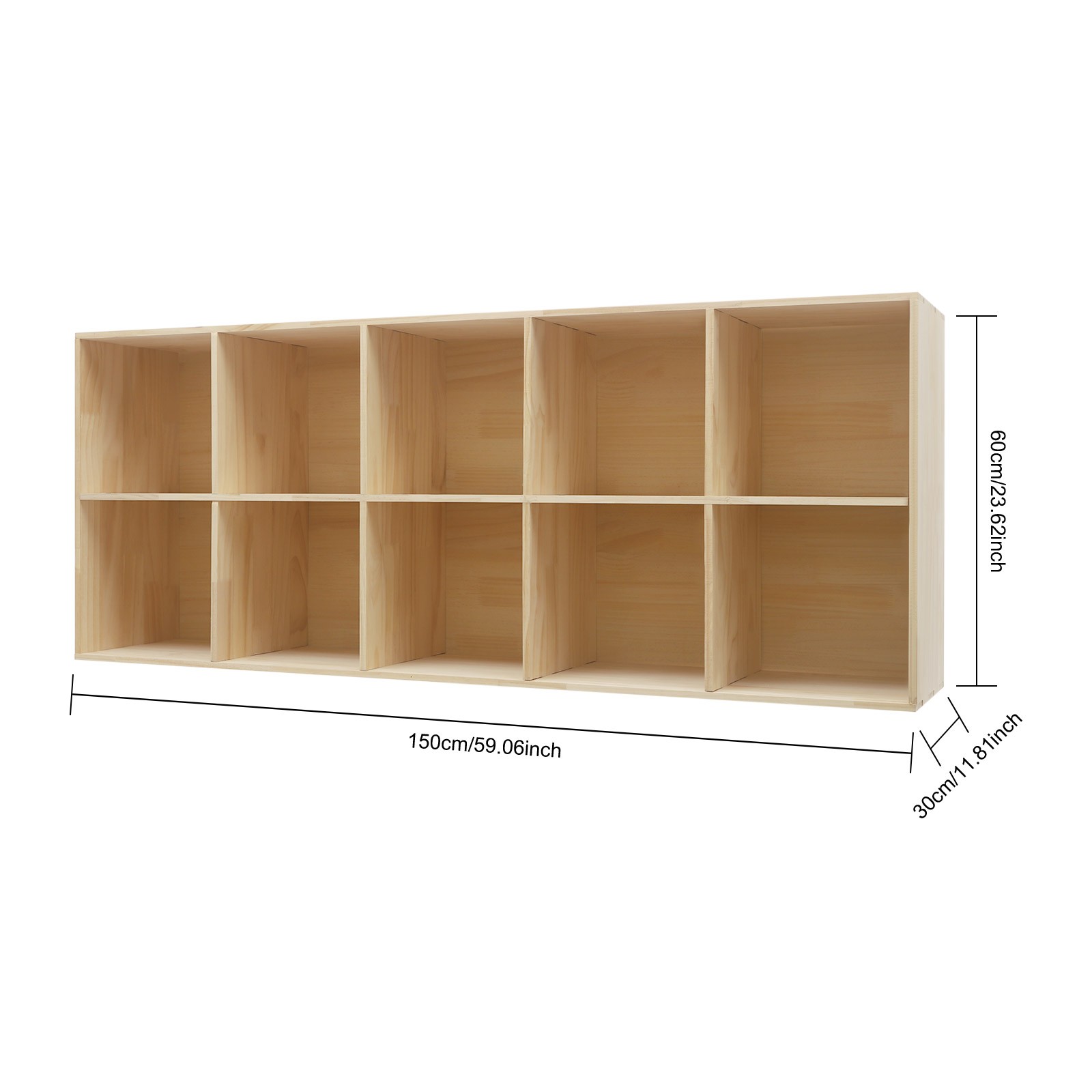 2-Tier/5-Tier Wooden Bookcase, 59in Open Display Bookshelf for Home, Office
