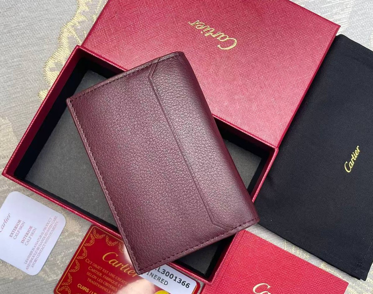 Cartier Must de Cartier Red Calfskin 4CC Card Holder Wallet Luxury