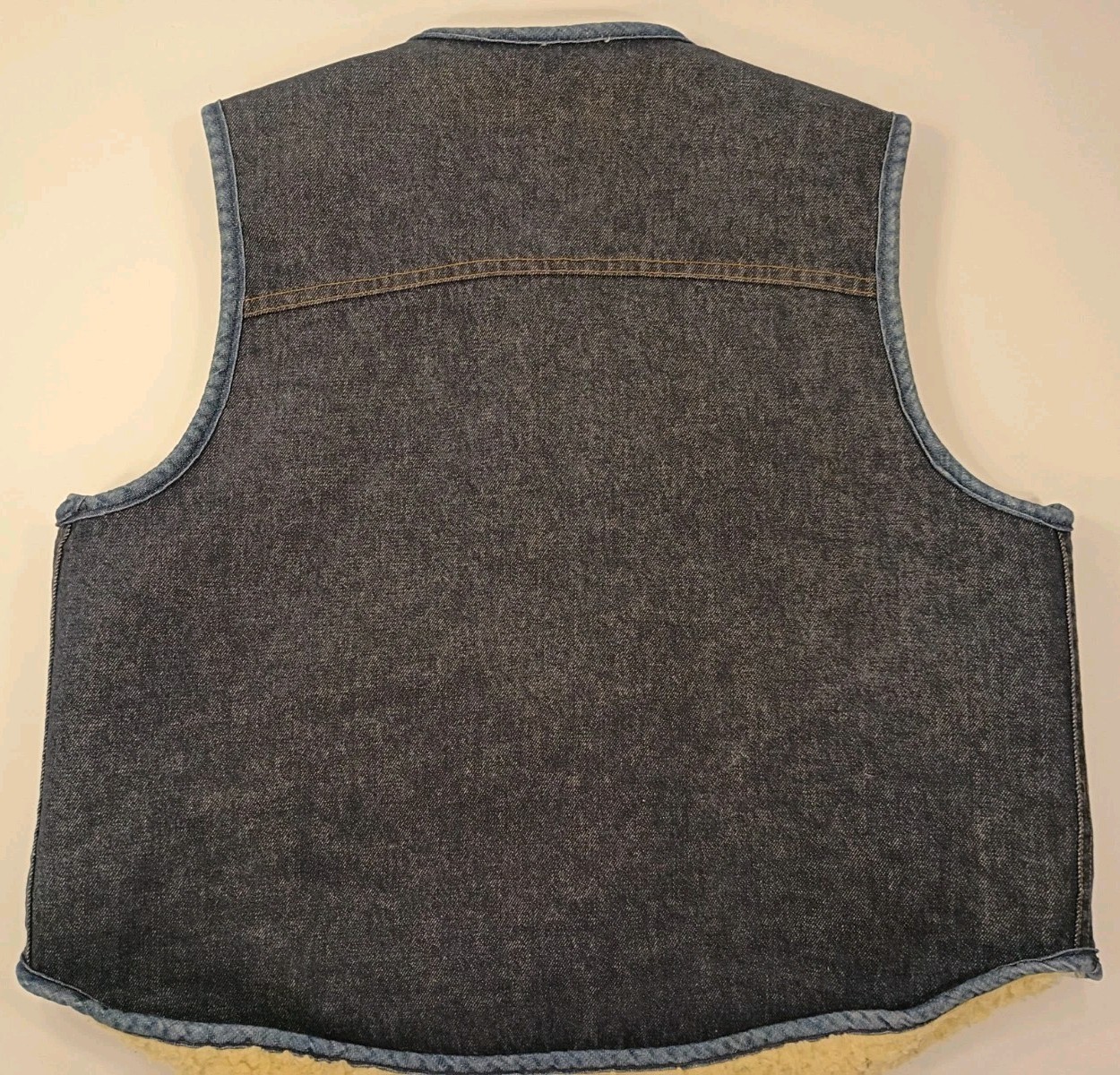 Vintage Carhartt Denim Boa Lined Snap Pocket Vest Men's Size XL Made  In USA thumbnail 3