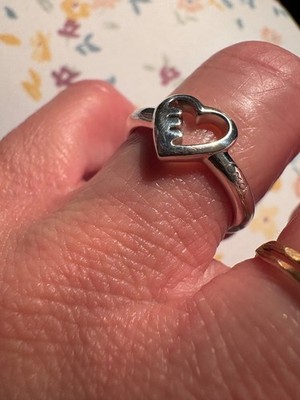 Coach Silver 8mm heart ring Size 8