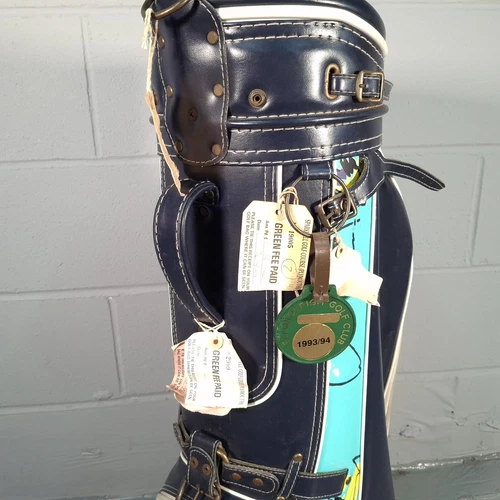 80s Vintage Design Regal Golf Bag Leather Cart Bag Retro Prop - Picture 3 of 6