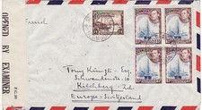 Bermuda to Switzerland ST GEORGES George VI ship block VIA PORTUGAL Censor 1943