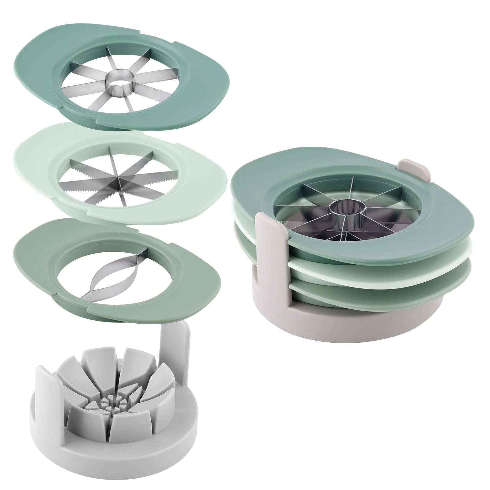Fruit Cutter Slicer, 4 in 1 Apple Corer Green 430 Stainless Steel Tomato Wedg...