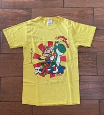 Vintage NINTENDO Mario Yoshi Japanese 2009 T Shirt Yellow Size Small
