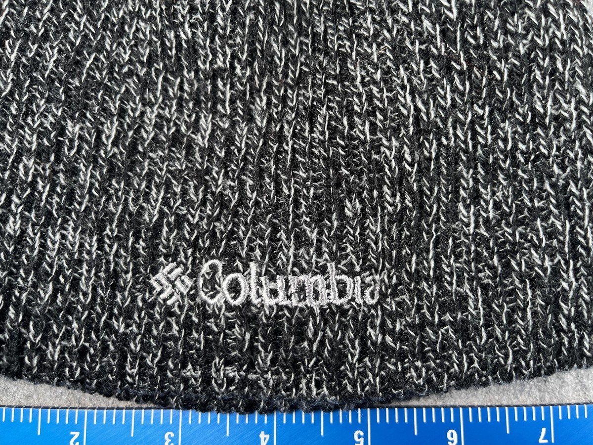 Columbia Hat Beanie Mens One Size Black Knit Logo Stretch 