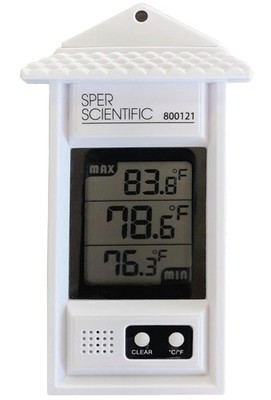 Sper Scientific Compact Digital Min/Max Thermometer 800121 - 1 Pack, White 