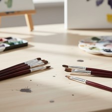 Luxurious Red Sable Filbert Brush Set - 6 Natural Hair Brushes for Artists