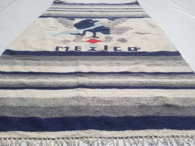 Vintage Handgeknüpfter Mexikanischer Bild Mehrfarbig Kelim Teppich Carpet 192x112cms