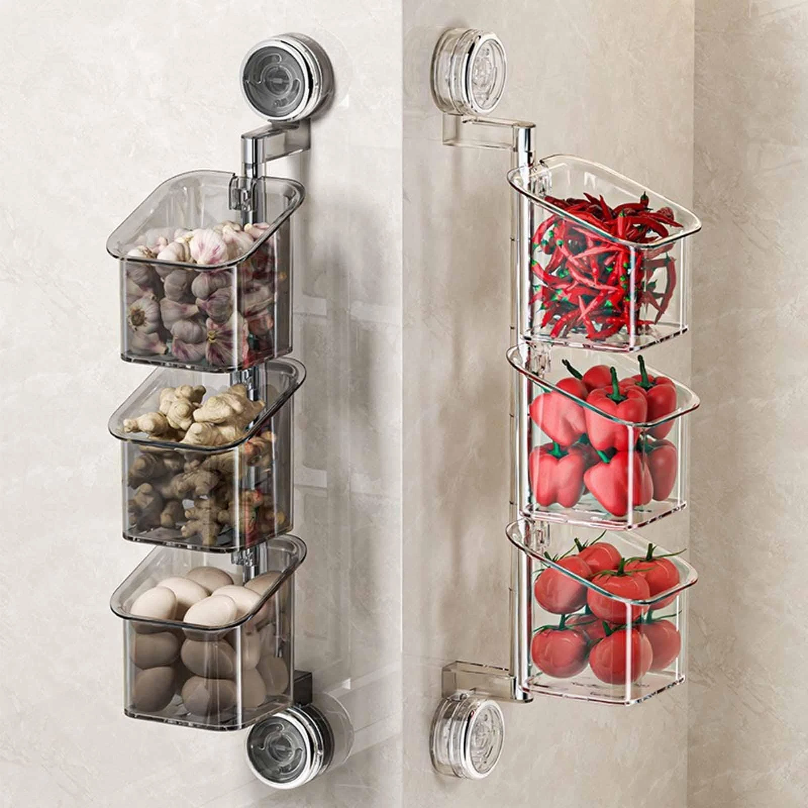 Suction Cup Storage Holder Wall Mounted Garlic Keeper Hanging Countertop Stylish