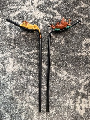 Vintage 90s Disney Lion King Mufasa & Timon Pumba Applause Sipper Crazy Straw