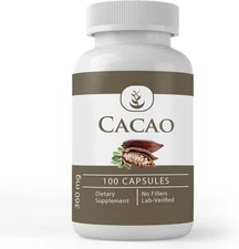 Pure Original Ingredients Cacao, (100 Capsules) Always Pure, No Additives Or Fil