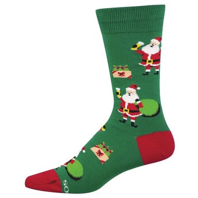 Socksmith Men's Crew Socks Novelty Footwear Christmas Holiday - Santa's Thirsty