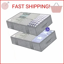 Onlyeasy Large Underbed Storage Bags Organizer Container (2 Pack) with 4 Handles