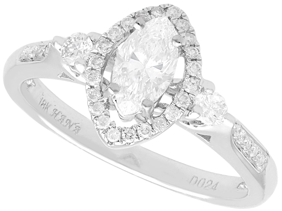 Vintage 0.83Ct Diamond and 18K White Gold Dress Ring
