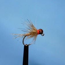 Jig Euro Nymph Hares Ear Size 14 6 Pack , 3.3mm Metallic Coffee Bead River Flies