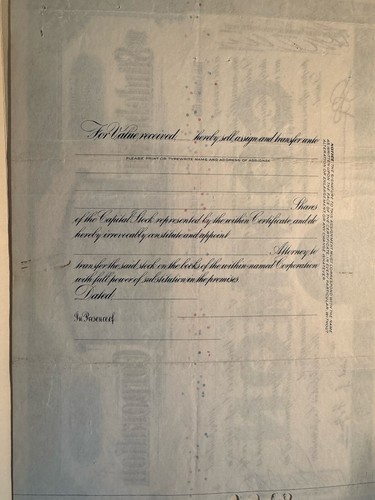 Certificado de acciones de Studebaker Corporation - 1938 - verde - Imagen 2 de 2