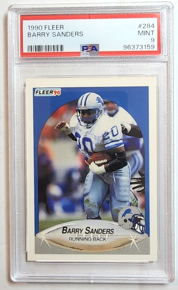 1990 Fleer #284 Barry Sanders Detroit Lions Oklahoma State Cowboys PSA Mint 9