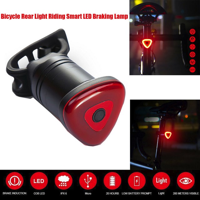 Intelligent Smart LED Bicycle Brake Light USB Sense Tail Rear Lamp