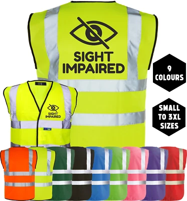 CORPORATE TOGS Sight Impaired Blind Aid Printed Hi Vis Safety Vest Hi Viz Waistcoat Tabard New