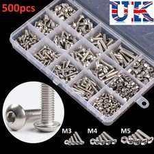 500pcs Allen Bolts and Nuts Assorted Set Stainless Steel Button Head Hex Screws
