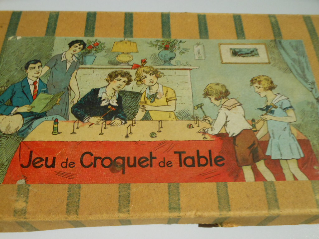 Jeu De Croquet De Table Vintage - En Bois, Bon état