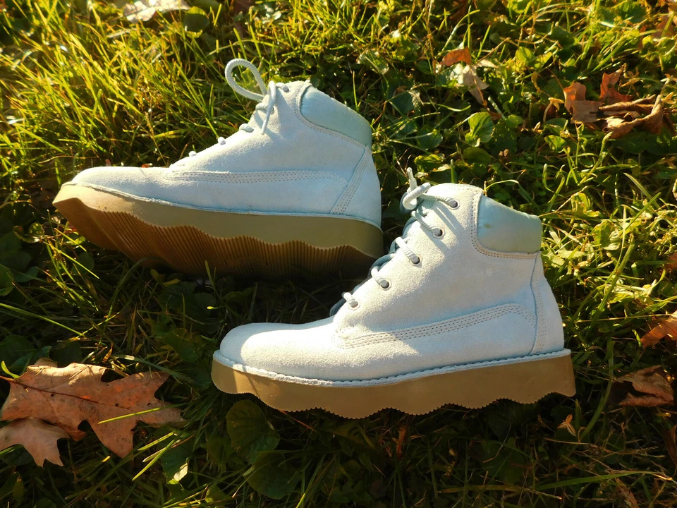 ESPRIT Niñas Botines Bebé Azul Gamuza Borde Satinado Brillante talla 4 Mujer talla 6 Nuevo Foto 4 de 4