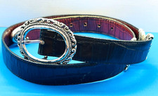 Brighton Reversable Black Brown Leather Buckle Concho Belt Women's Size 36 200 L
