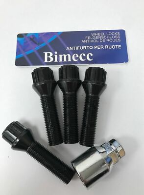 ALUFELGEN SICHERUNGSSCHRAUBEN 43mm SCHWARZ BIMECC M14X1,25 PASSEND FÜR BMW F30 F31 F34