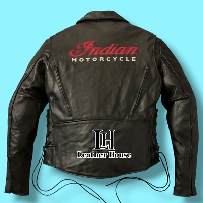 New Men's Indian Motorcycle Vintage Indian Leather Biker Jacket