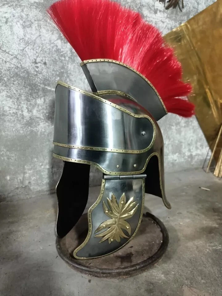 Casco romano de acero medieval pretoriano casco romano con pluma Foto 3 de 3