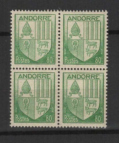 Andorra Französisch 1944-46 Wappen der Täler Block 4 postfrisch MNH /TR9398