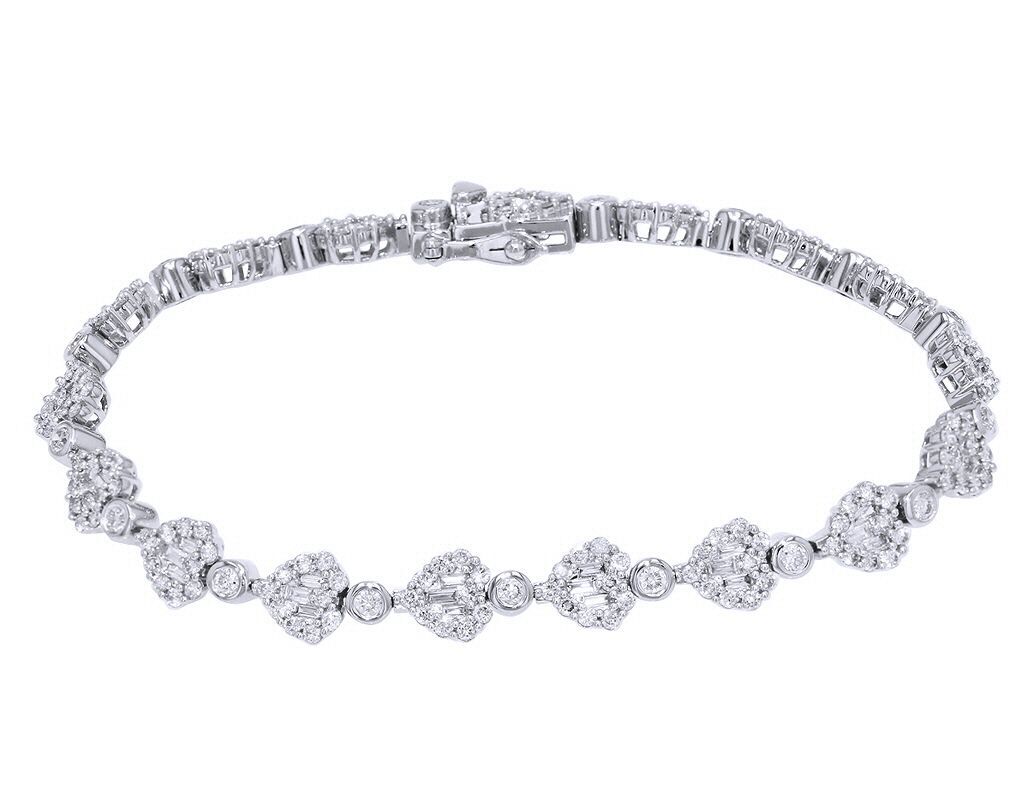PJ Heart Crystal Charm Bracelet For Women & Girls - High Polished Link Chain, Silver/Gold/Rose Gold