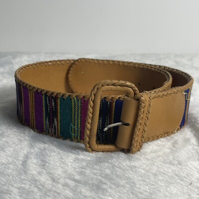 Guatemala Genuine Leather Boho Style Belt SM Colorful Woven  display picture 1