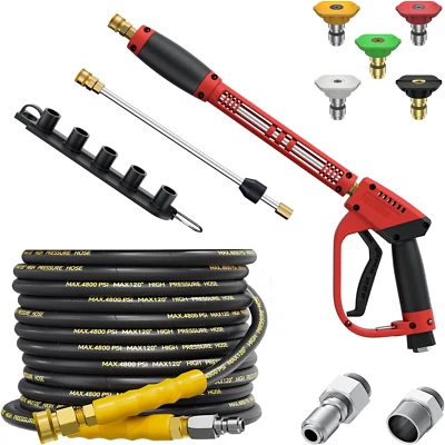 POHIR 5000PSI Pressure Washer Gun 25FT Kink Resistant Hose 15" Extension Washer Wand