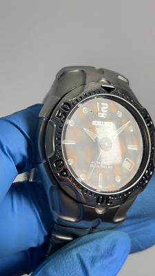 Seiko Kinetic Auto Relay Divers 5J22-0A50 Quartz Black Men Watch