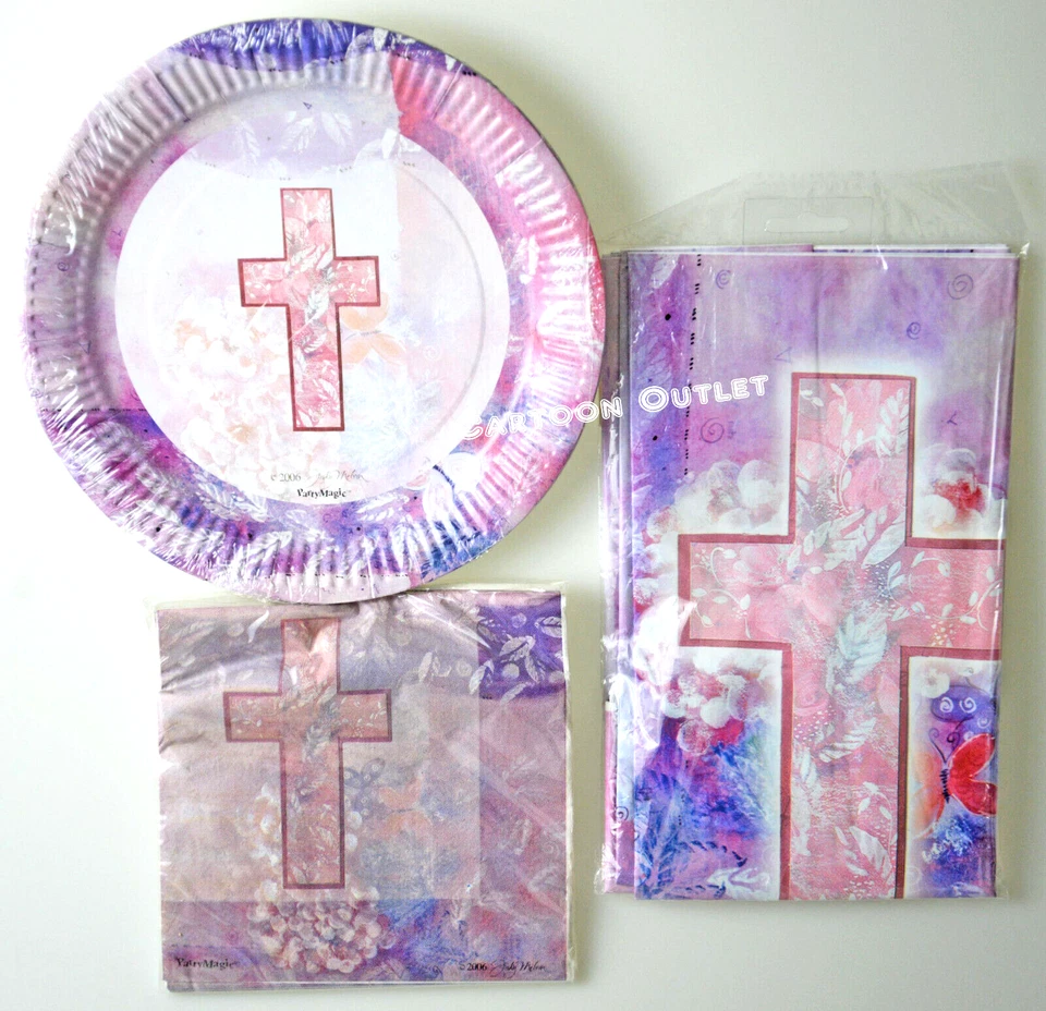 Communion Holy Cross Plates Napkins Table Cover Set Comunion Servilletas Platos - Image 3 of 3