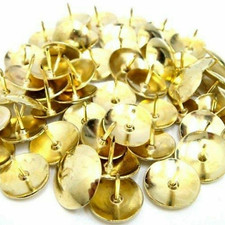 100 X Brass Drawing Pins 9.5mm Strong Metal Gold Colour Thumb Tacks 