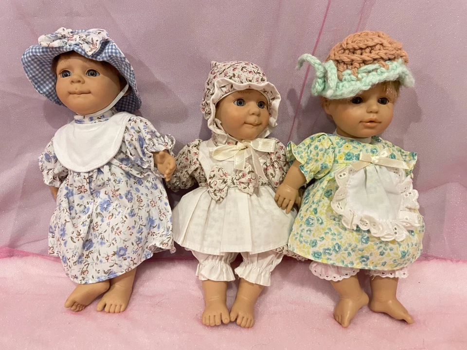 Lote de 3 vestidos florales Berenguer Expressions 9" para muñecas bebé cuerpos suaves Foto 2 de 4