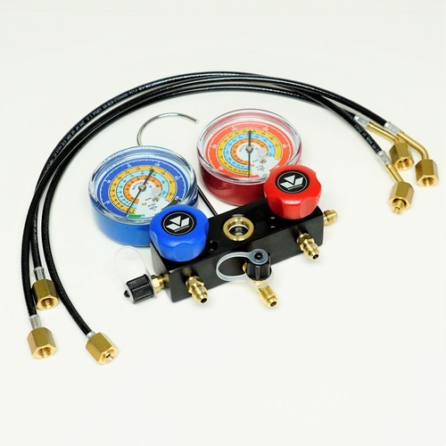 Aluminum Charging Manifold with 18" Hoses R600a R290 R134a HVAC