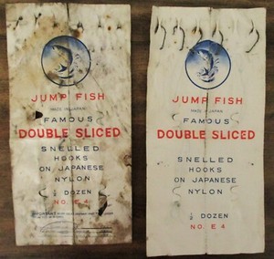 Vintage JUMP FISH DOUBLE SLICED SNELLED HOOKS Packets (2) - 1960s
