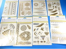 8 sheet Tatoo Flash Waterproof Gold Metallic Temporary Tattoo Stickers