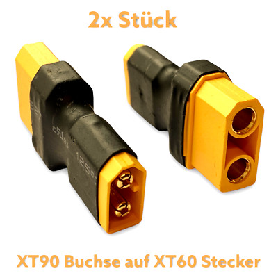   2x Adapter XT90 Buchse Weiblich Female auf XT60 Stecker Männlich Male 90A RC  