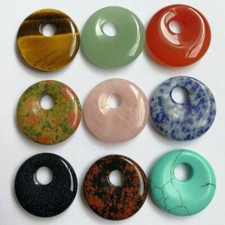 12pcs 30mm natural stone beads gogo donut For Jewelry Making Necklace Pendant